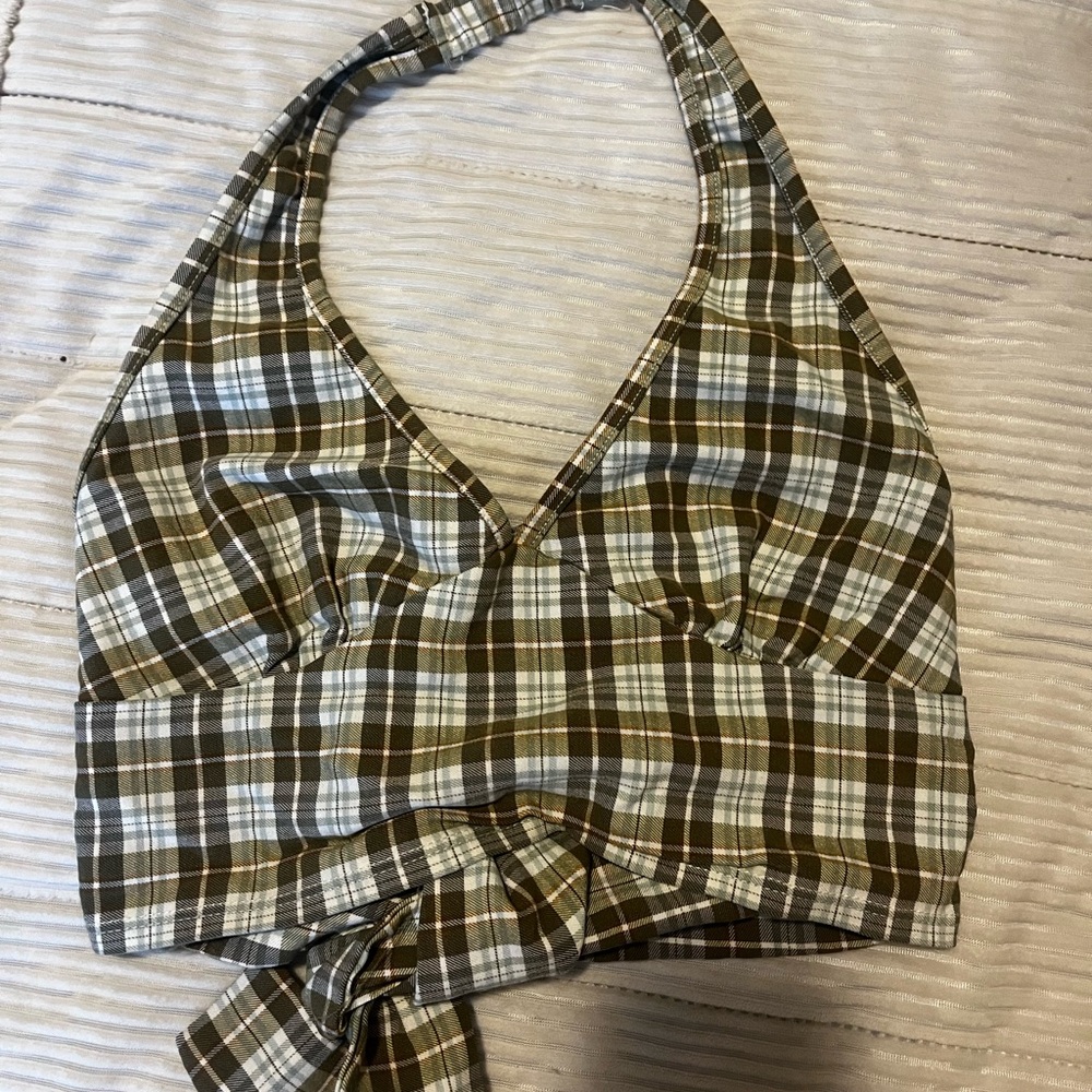 Multicolored Fitted Tie Front Tank Top